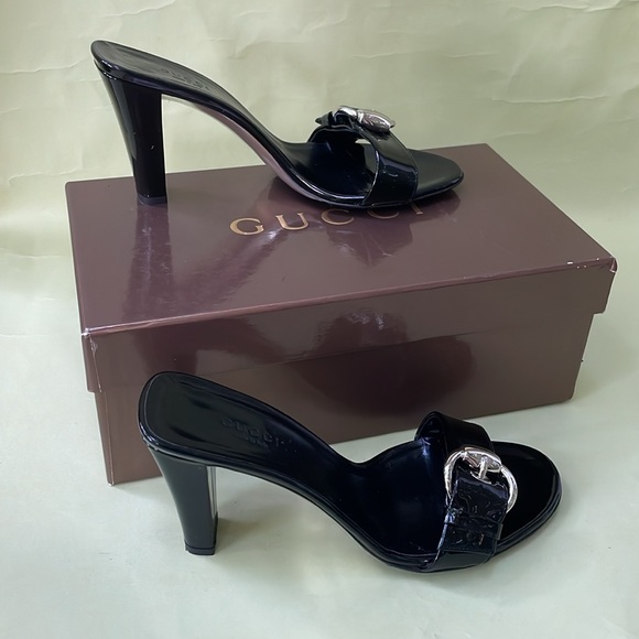 Vintage black/silver Gucci patent leather heels in original box - Picture 14 of 16